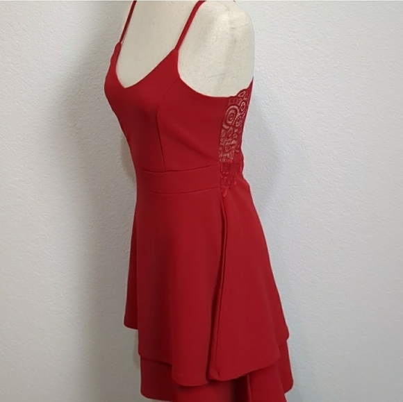 Red Dress Prom Homecoming Layered Bottom Lace Back size M - Picture 5 of 5